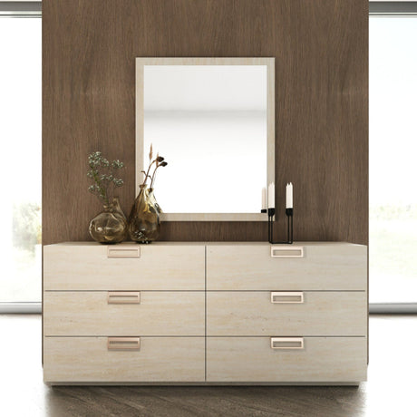 6-Drawer Travertine Dresser | OROA Modern Lago