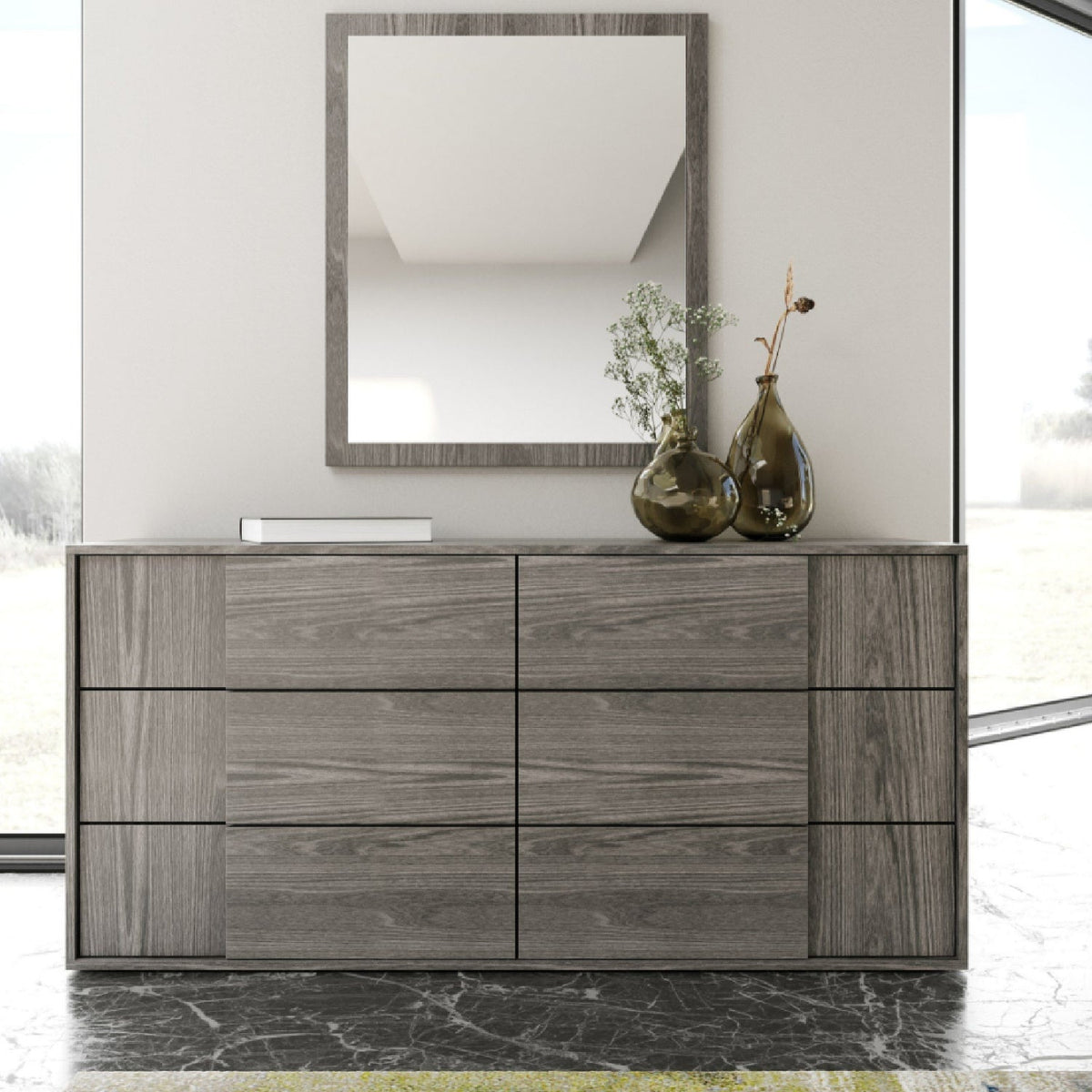 6-Drawer Gray Elm Dresser | OROA Modern Asus