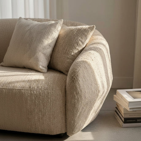 3 Seater Beige Fabric Sofa | OROA Modern Belinda