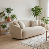 3 Seater Beige Fabric Sofa | OROA Modern Belinda