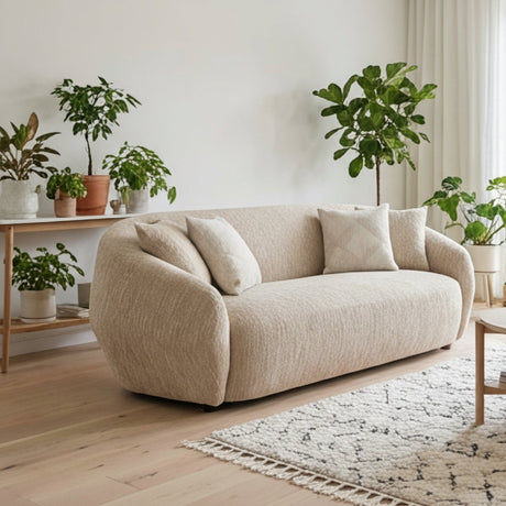 3 Seater Beige Fabric Sofa | OROA Modern Belinda