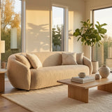 3 Seater Beige Fabric Sofa | OROA Modern Belinda
