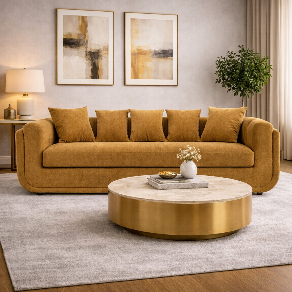 Orange Fabric Sofa | OROA Modern Tiene
