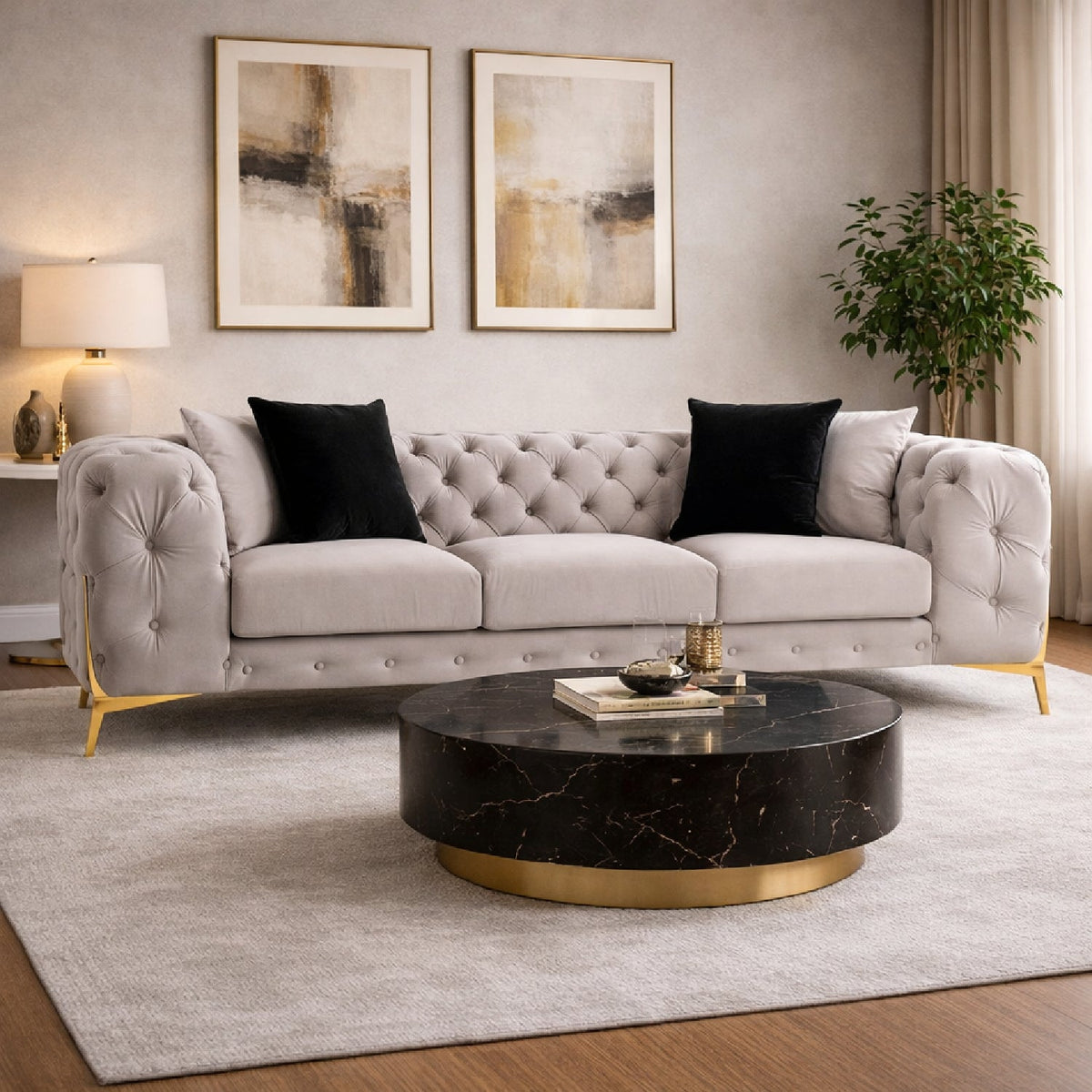 Button-Tufted Velvet Sofa | OROA Modern Clarice