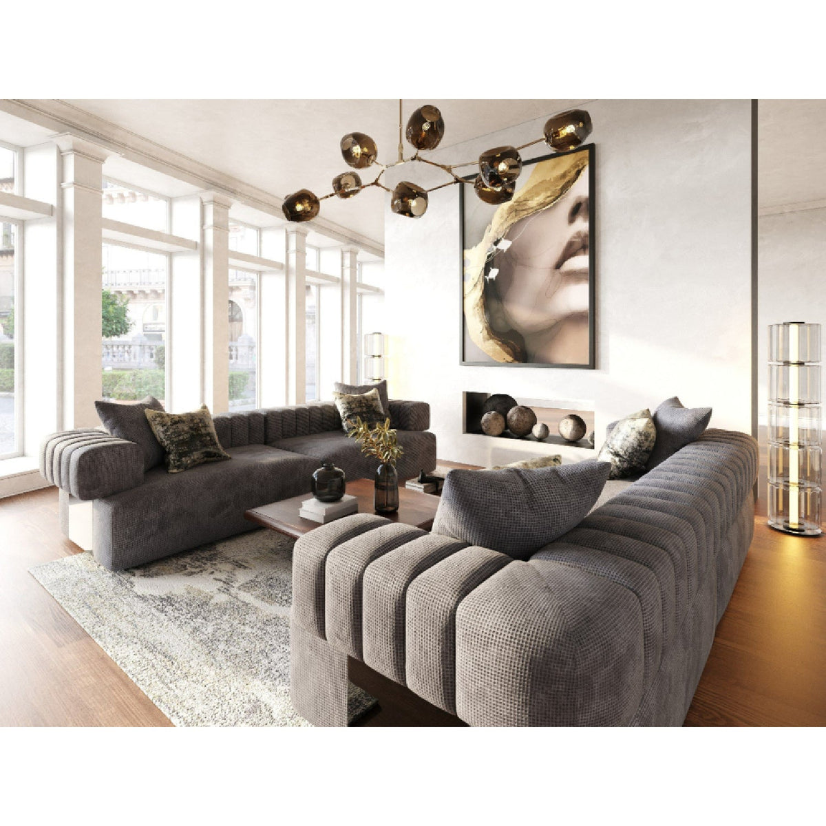 Square-Armed 2-Piece Sofa | OROA Modern Moreno
