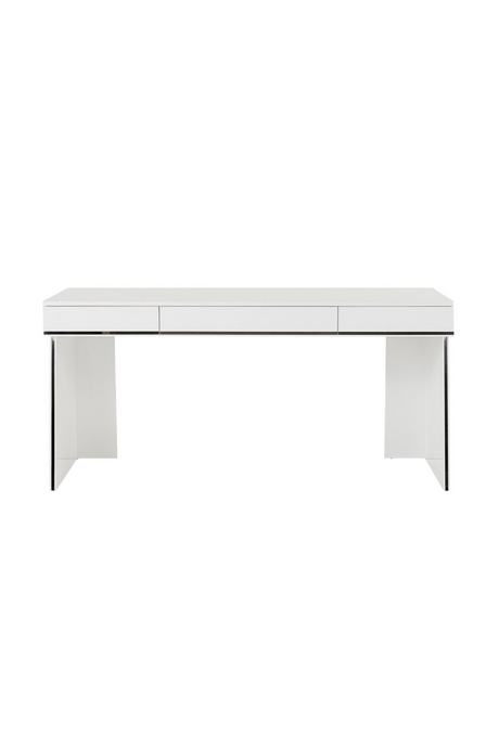 Glossy White 3-Drawer Desk | OROA Modern Chelsey  | Oroa.com