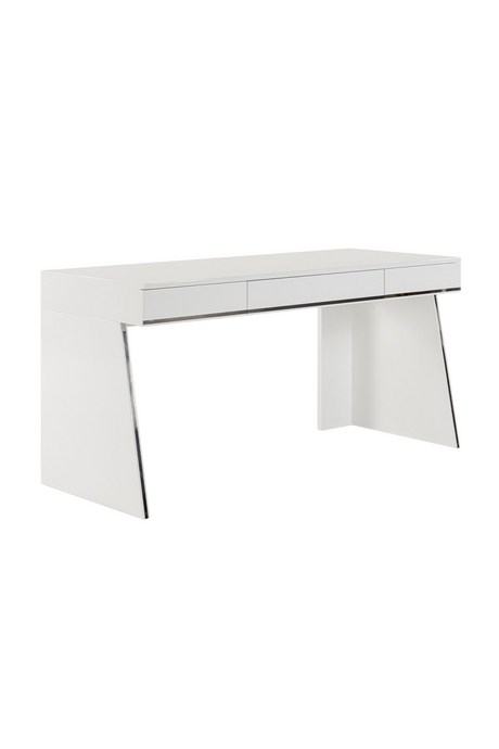 Glossy White 3-Drawer Desk | OROA Modern Chelsey  | Oroa.com
