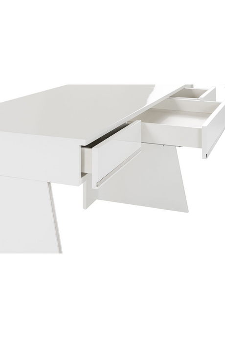 Glossy White 3-Drawer Desk | OROA Modern Chelsey  | Oroa.com
