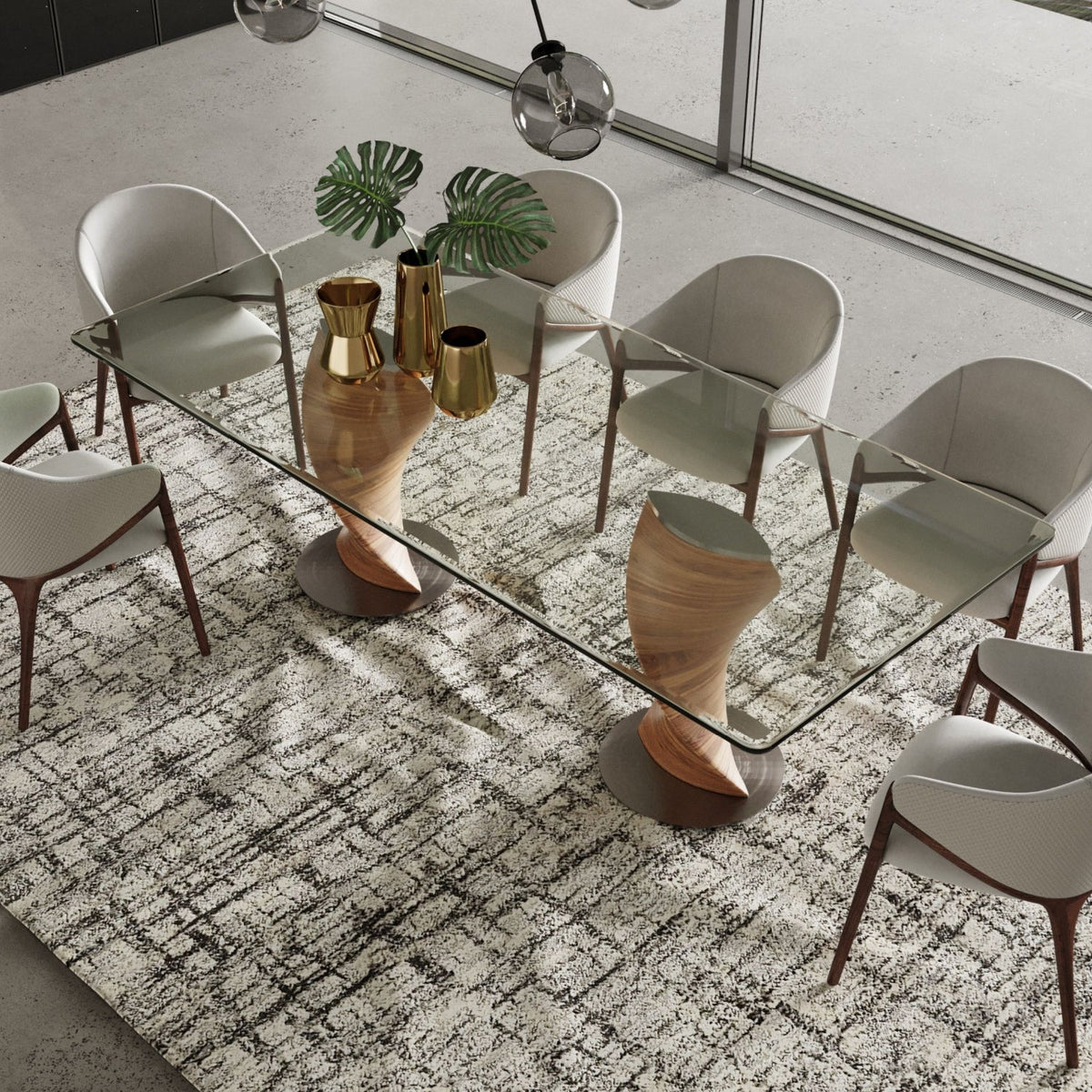 Twisted Wood Base Dining Table | OROA Modern Cleveland