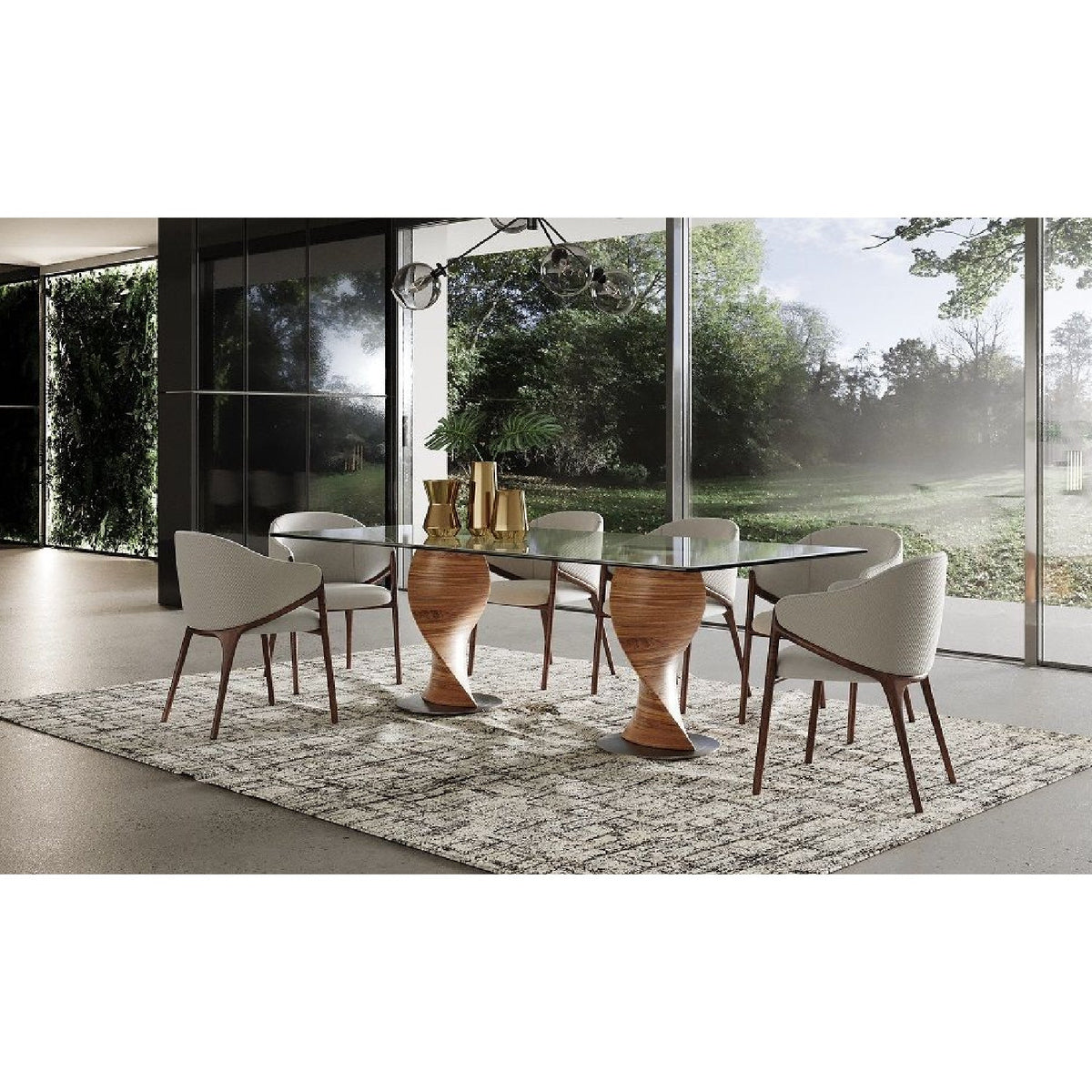 Twisted Wood Base Dining Table | OROA Modern Cleveland