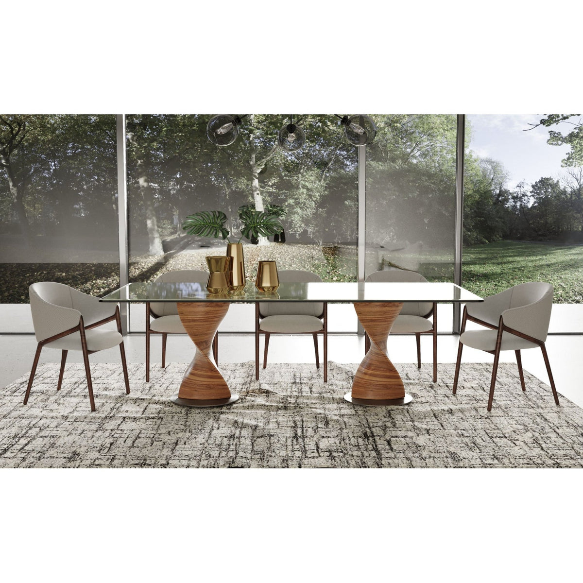 Twisted Wood Base Dining Table | OROA Modern Cleveland
