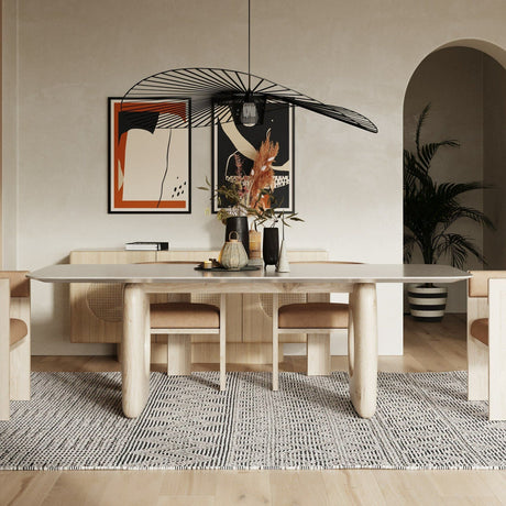 Beige Marble Dining Table | OROA Modern Osaka