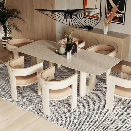 Beige Marble Dining Table | OROA Modern Osaka
