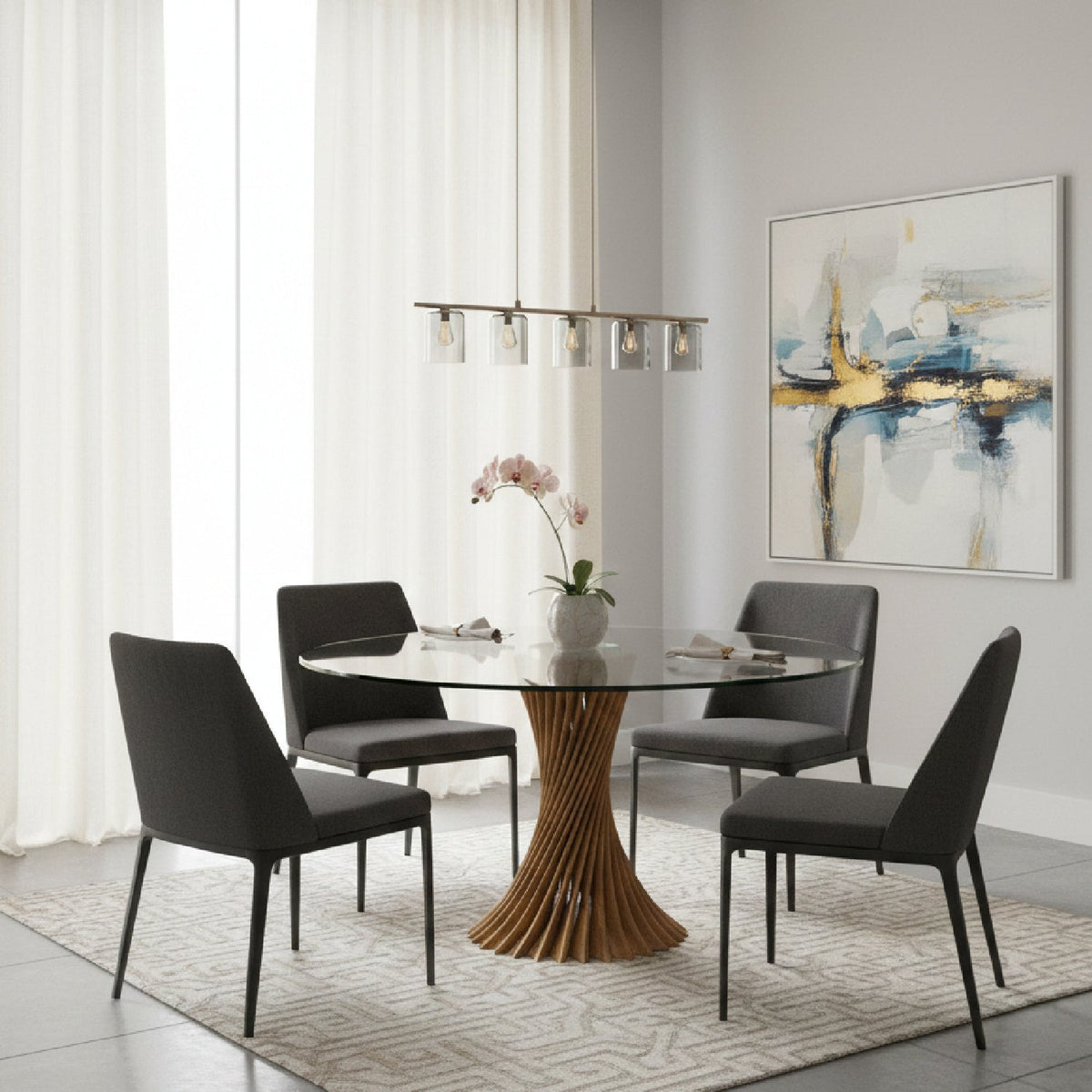Twisted Wooden Base Dining Table | OROA Modern Ocasio