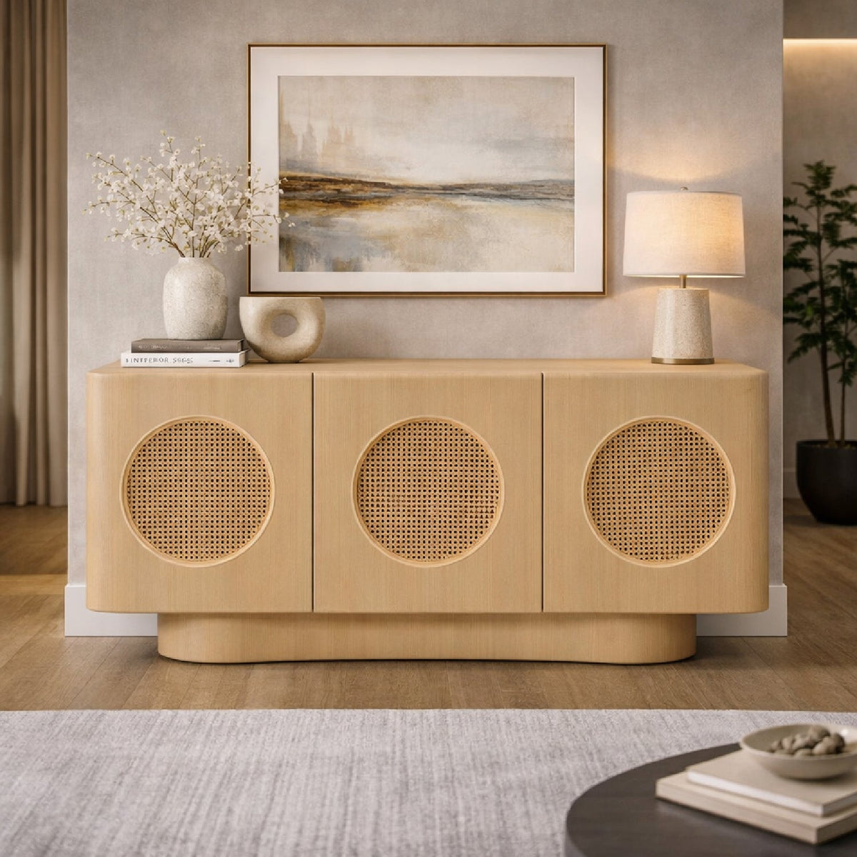 Natural Ash Rattan Sideboard | OROA Modern Osaka