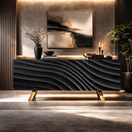 Wave Patterned Ash Sideboard | OROA Modern Finley