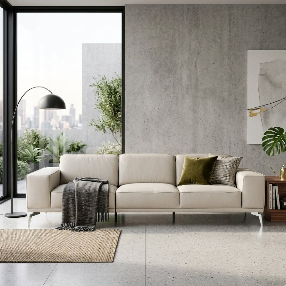 Gray Italian Leather Sofa | OROA Modern Soho