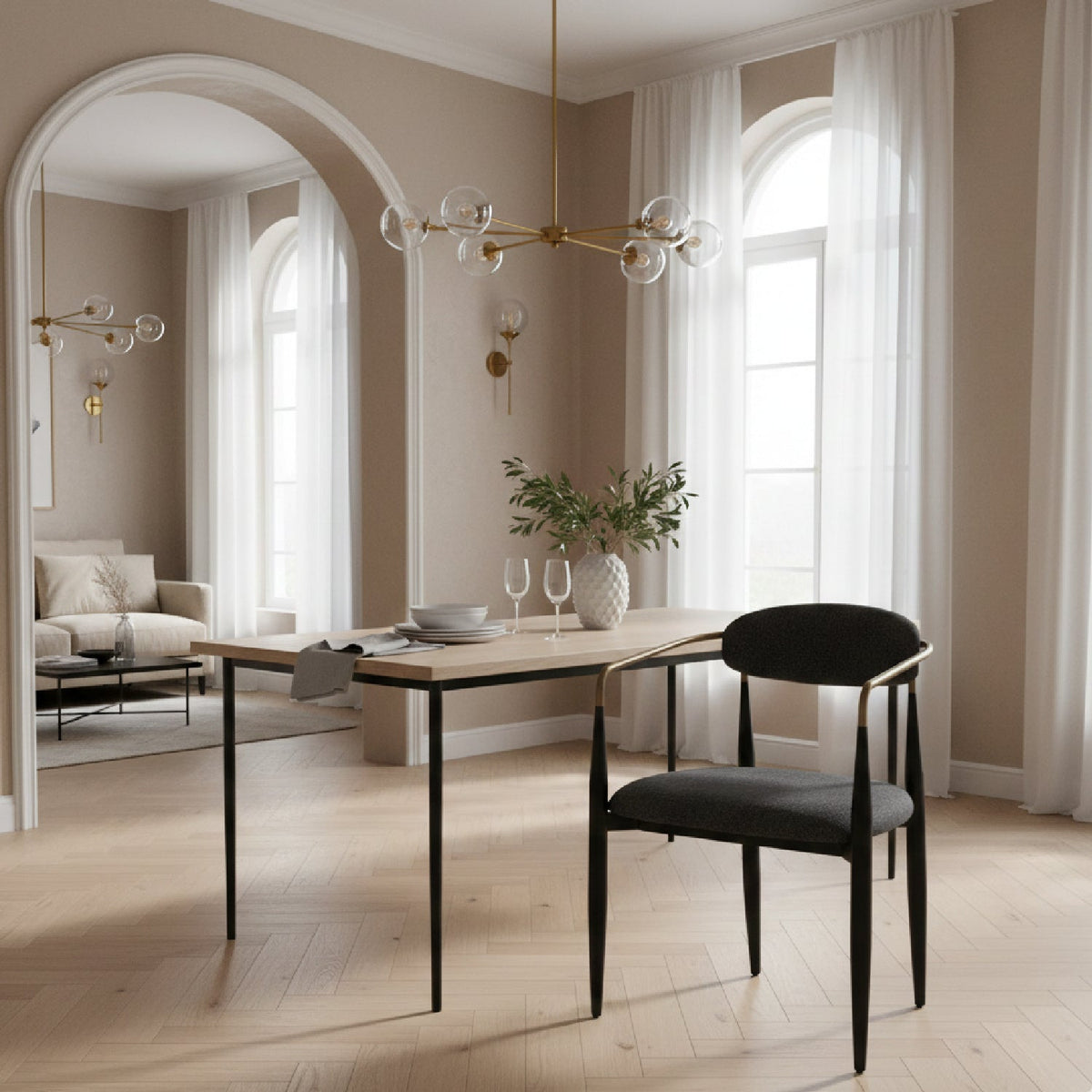 Gold-Armed Dining Chair | OROA Modern Buchtel