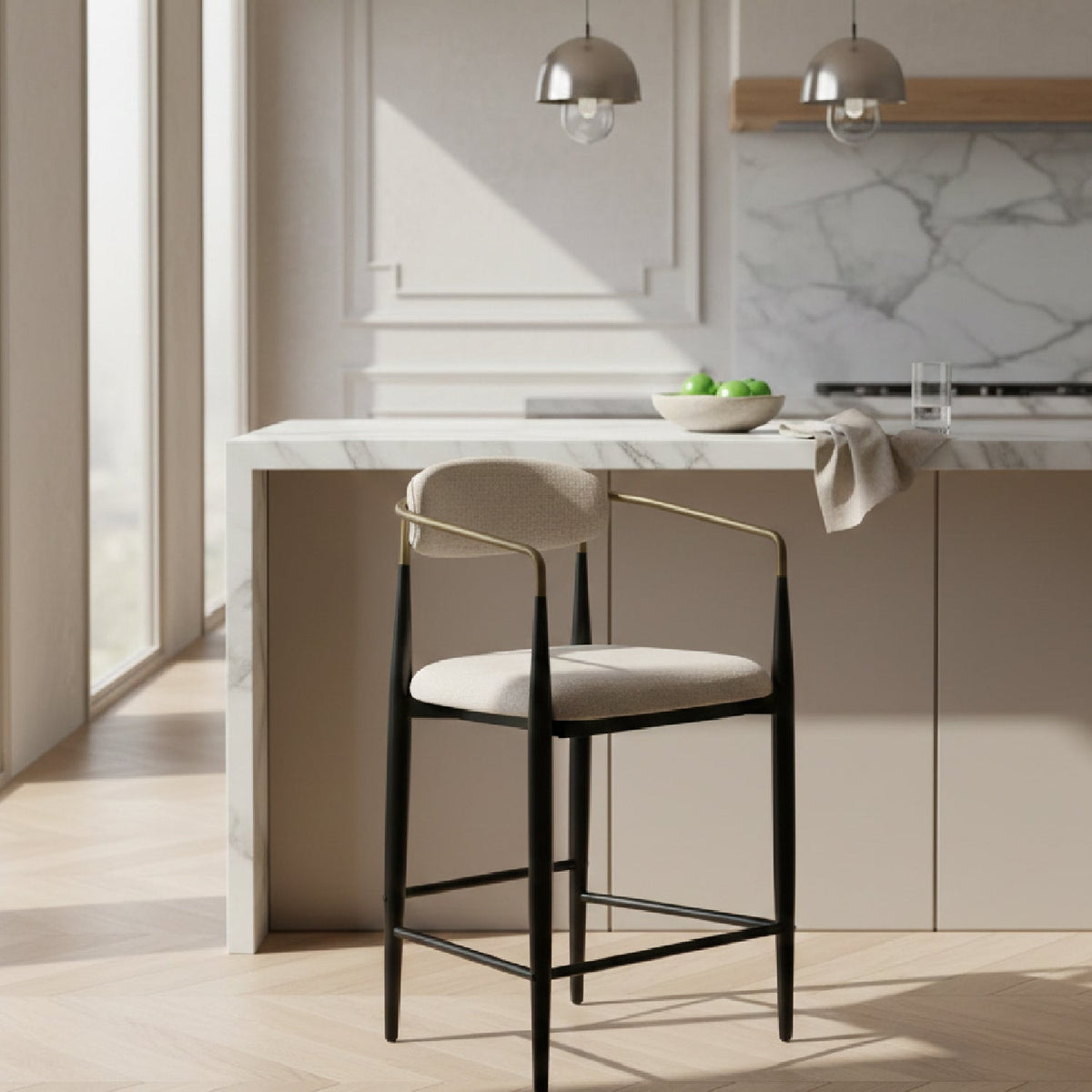 Gold-Armed Counter Chair | OROA Modern Buchtel