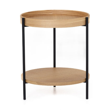 Round Wooden 2-Layer End Table | OROA Modern Savoy