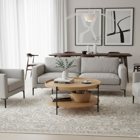 Round Wooden 2-Shelf Coffee Table | OROA Modern Savoy | Oroa.com