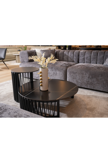 Round Black Ceramic Coffee Tables (2) | OROA Modern Larimer | Oroa.com