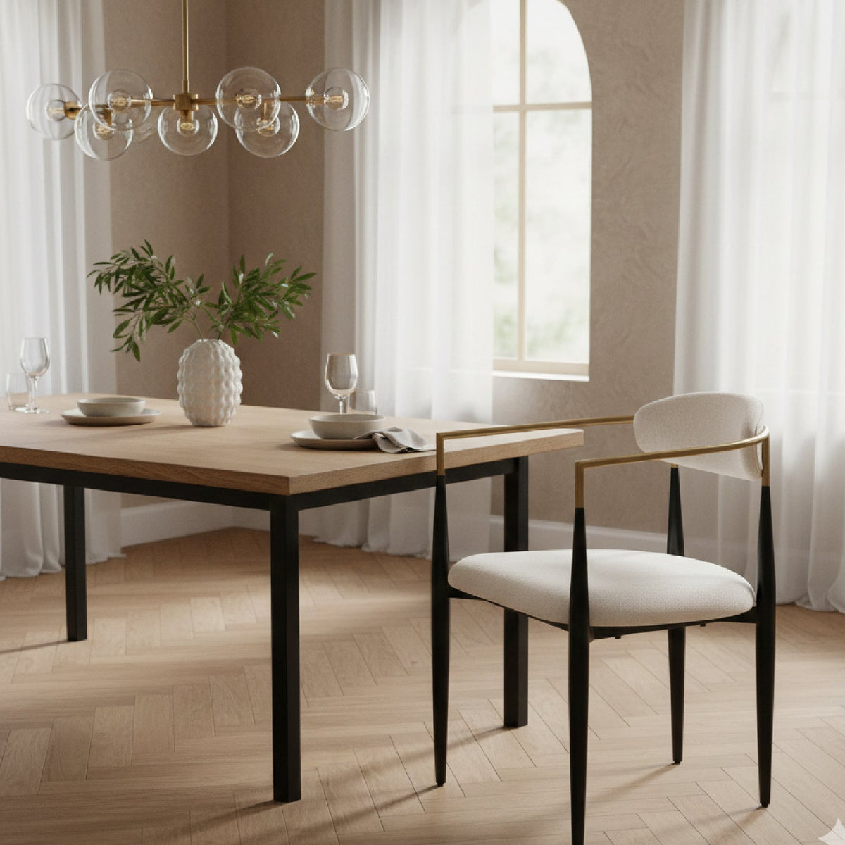 Gold-Armed Dining Chair | OROA Modern Buchtel
