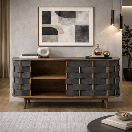 Gray Woven Fabric Sideboard | OROA Modern Sheridan