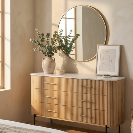 Fluted Mango Wood 6-Drawer Dresser | OROA Modern Cambridge