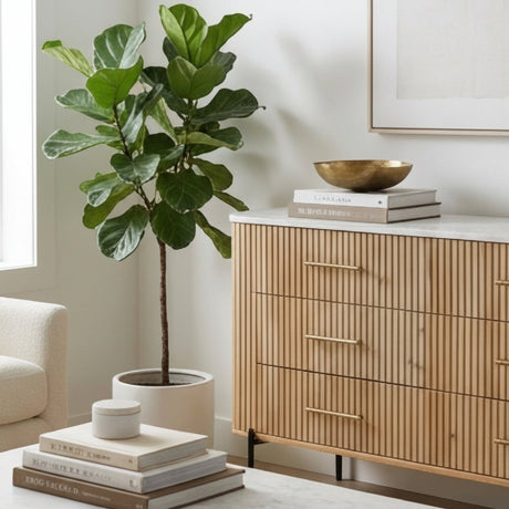 Fluted Mango Wood 6-Drawer Dresser | OROA Modern Cambridge