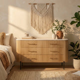 Fluted Mango Wood 6-Drawer Dresser | OROA Modern Cambridge