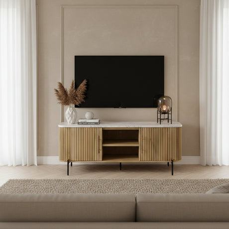 Fluted Mango Wood Media Unit | OROA Modern Cambridge | Oroa.com