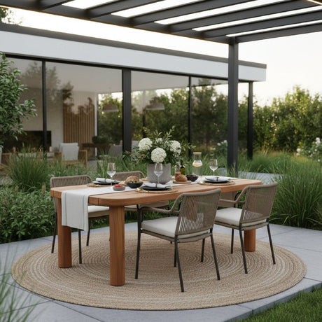 Outdoor Natural Teak Dining Table | OROA Modern Kamari