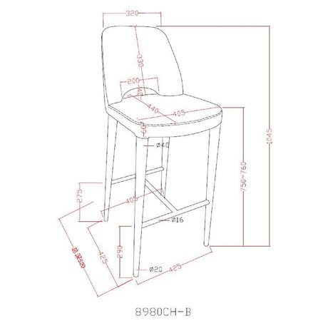 Gray Cutout-Back Bar Stool | OROA Modern Williamette | Oroatrade.com