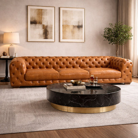 Tufted Leather Sofa | OROA Modern Dexter