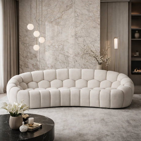 Hexagonal-Tufted Curved Sofa | OROA Modern Yolonda