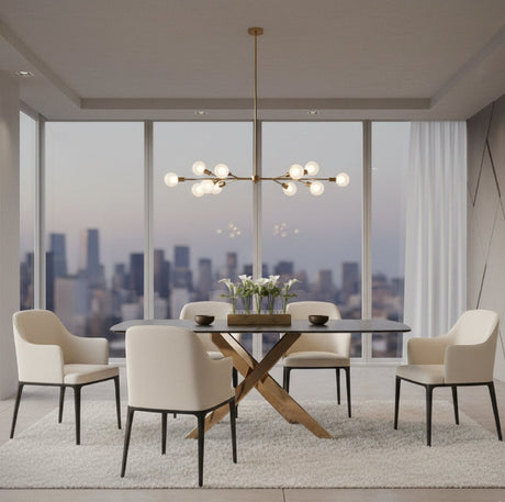Textured Brown Glass Dining Table | OROA Modern Pyrite