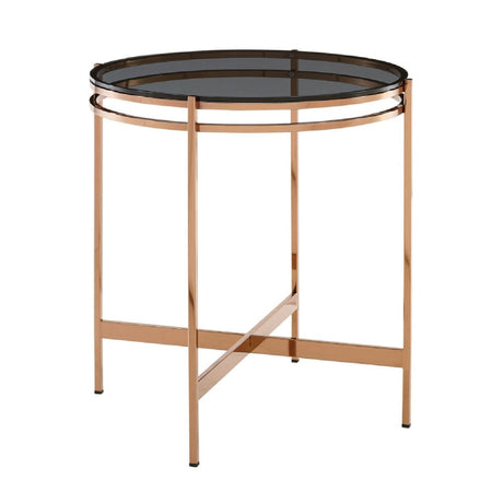Smoked Glass Round End Table S | OROA Modern Bradford