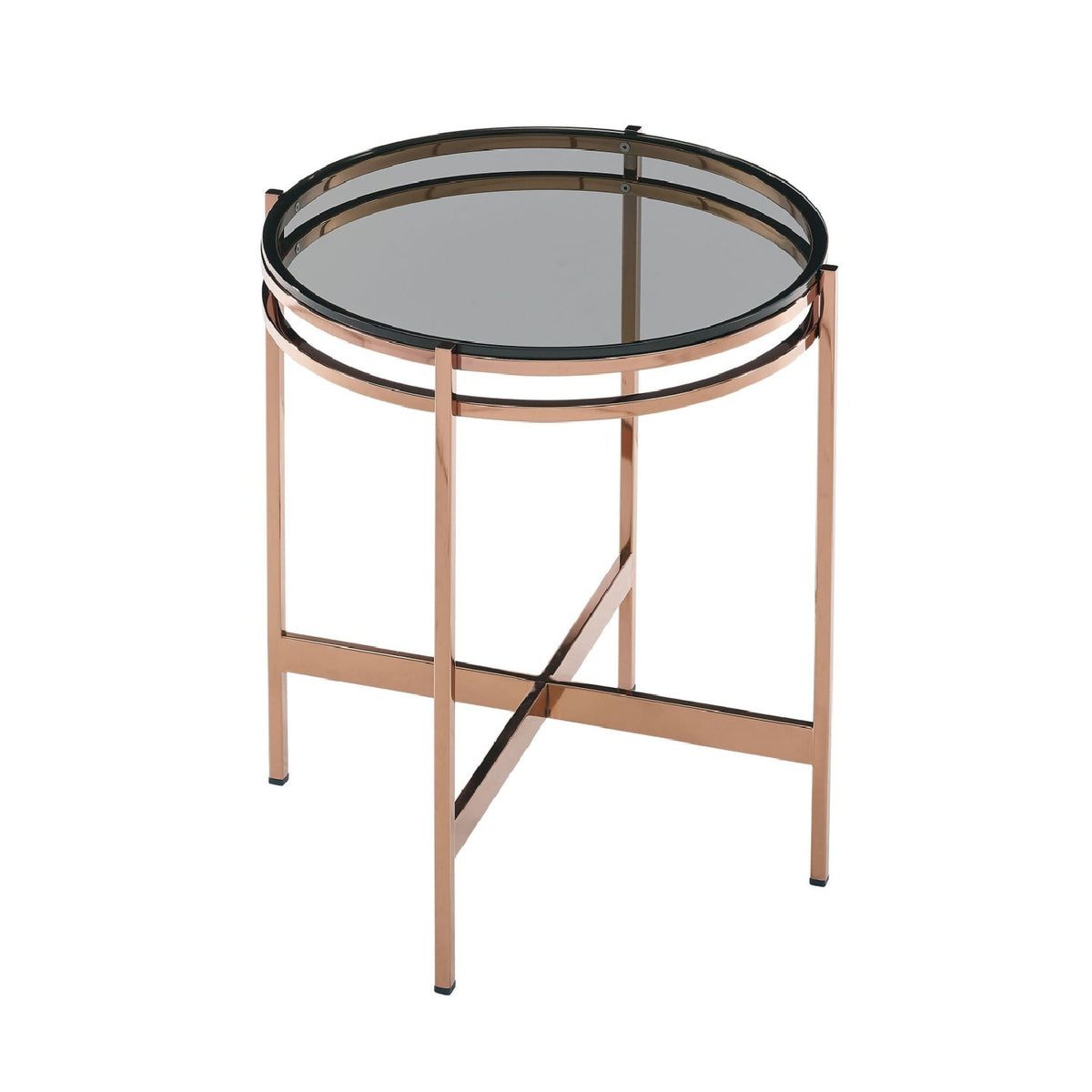 Smoked Glass Round End Table S | OROA Modern Bradford