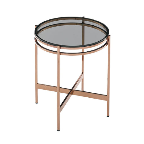 Smoked Glass Round End Table S | OROA Modern Bradford