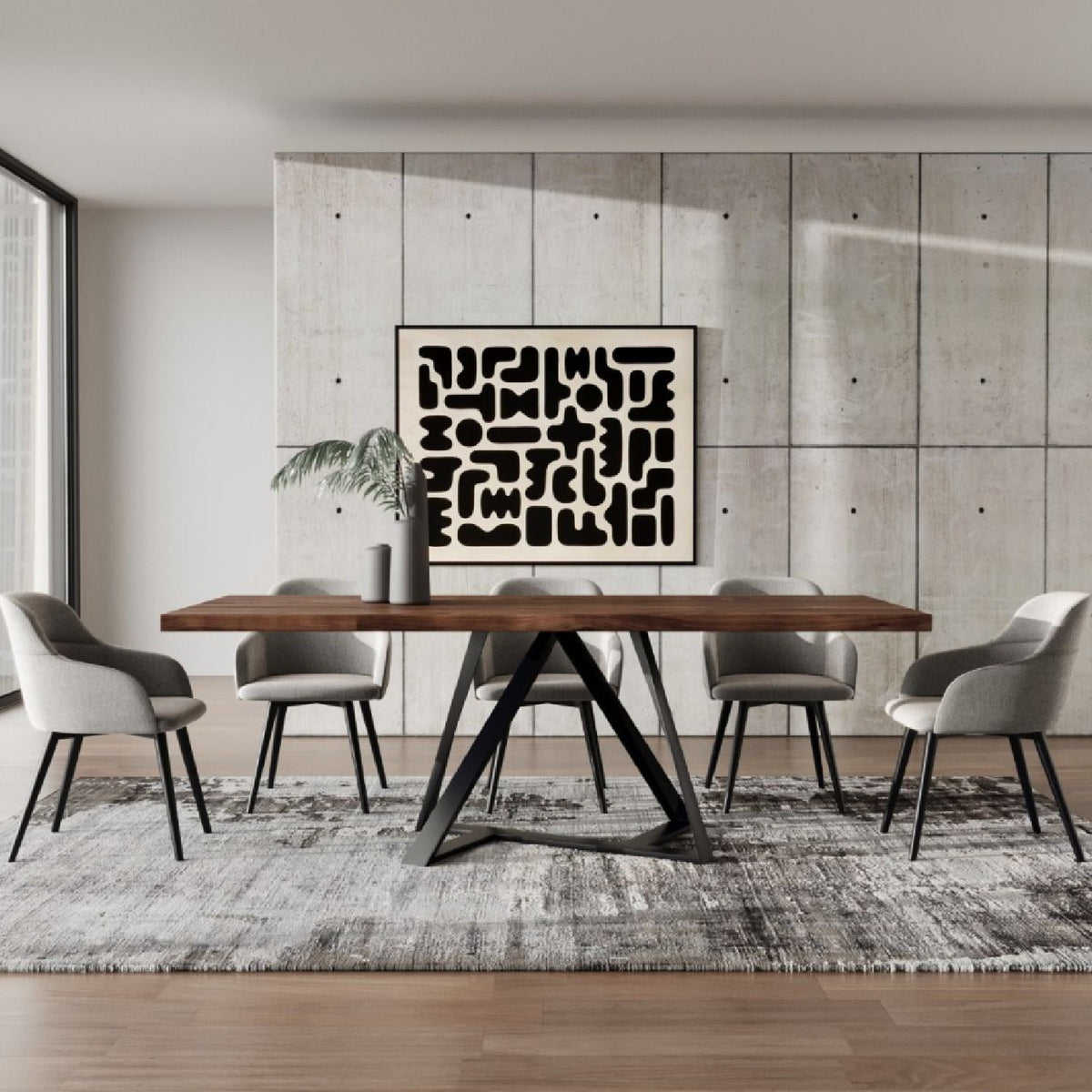 Wooden Top Industrial Dining Table | OROA Modern Keanna