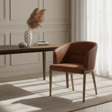 Curved Brown Leather Dining Chair | OROA Modern Aragon | Oroa.com