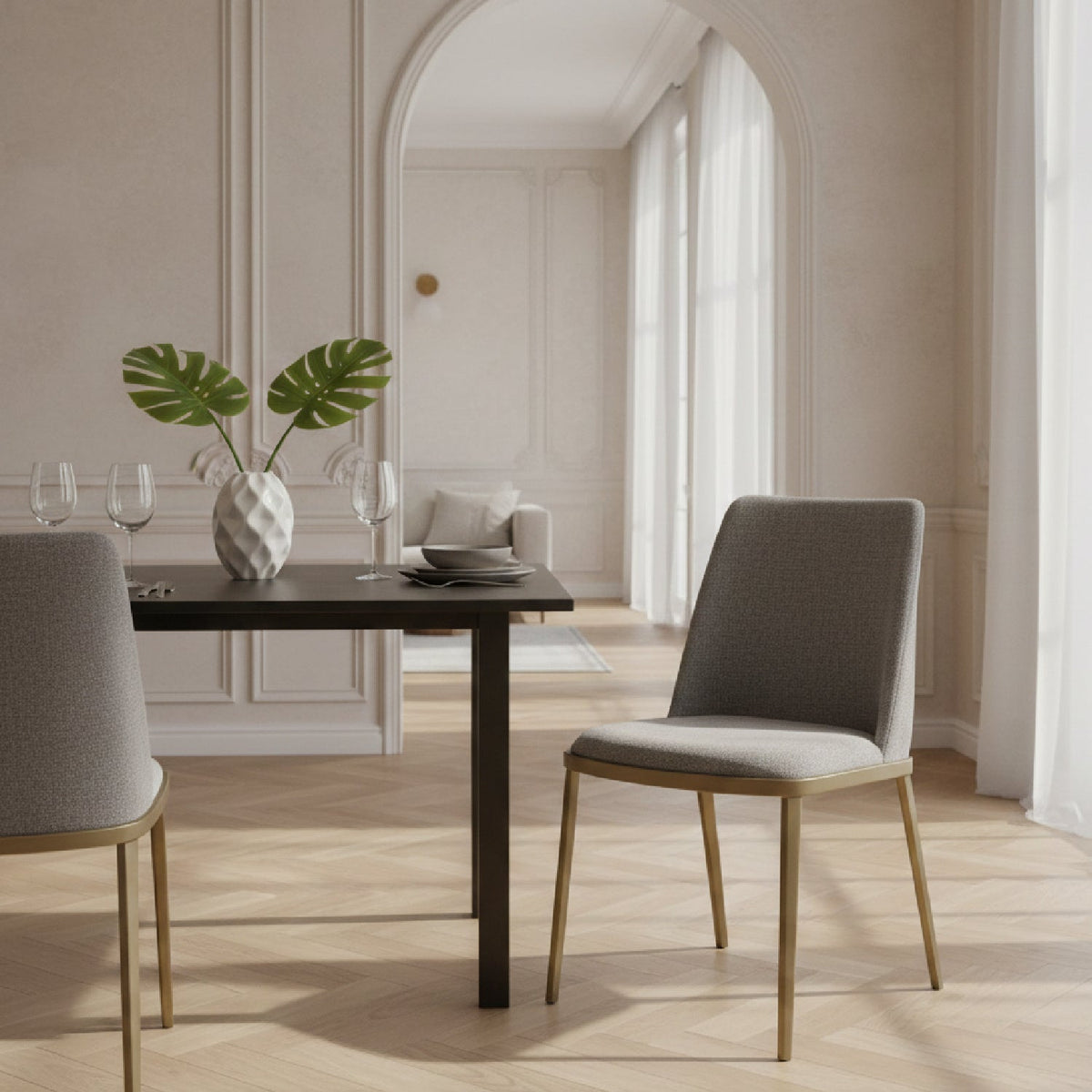 Light Gray Dining Chair Set (2) | OROA Modern Brent