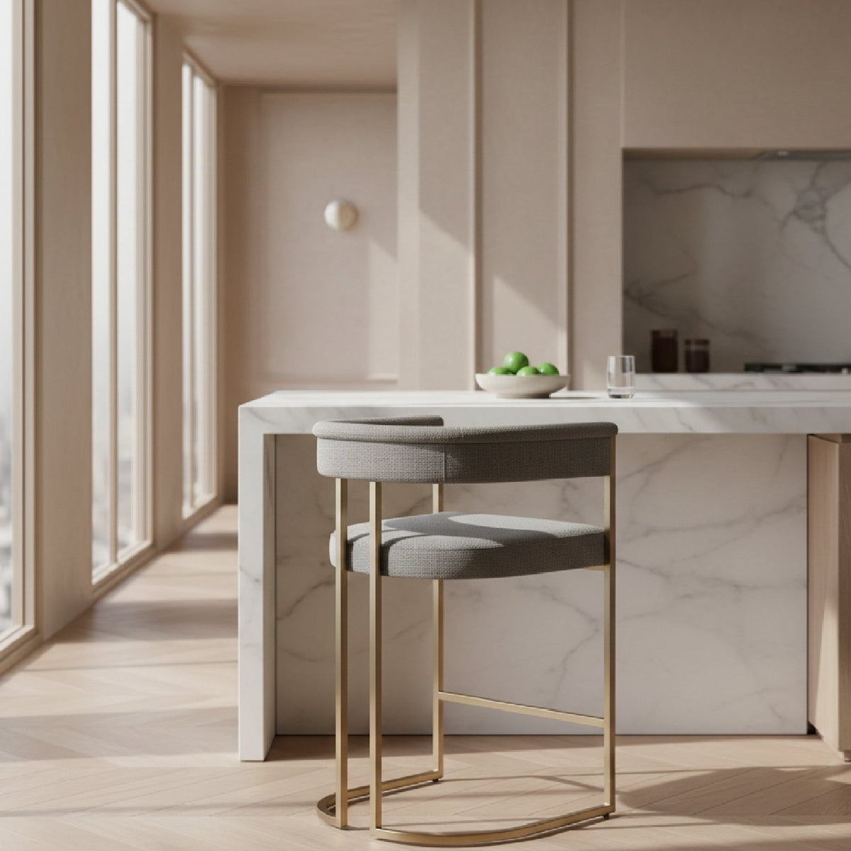 Gray Curved Counter Chair | OROA Modern Byron