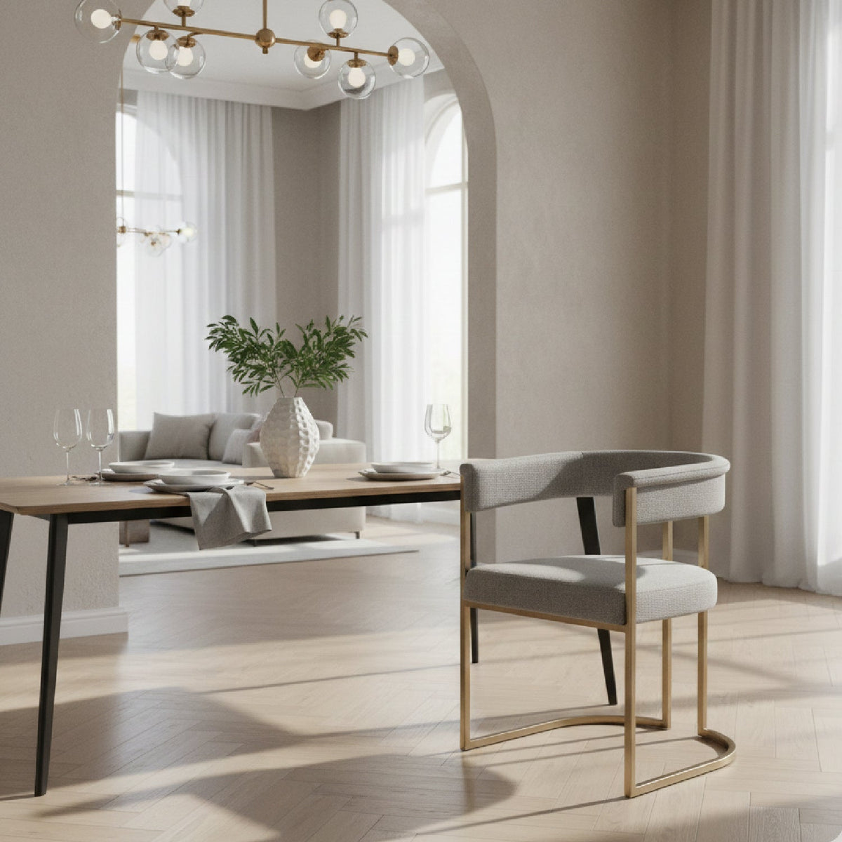 Gray Curved Dining Chair | OROA Modern Byron