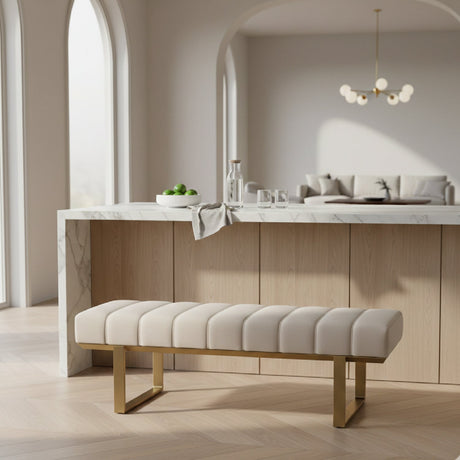Beige Channeled Dining Bench | OROA Modern Robles