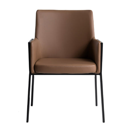 Brown Vegan Leather Dining Chair | OROA Modern Leshay