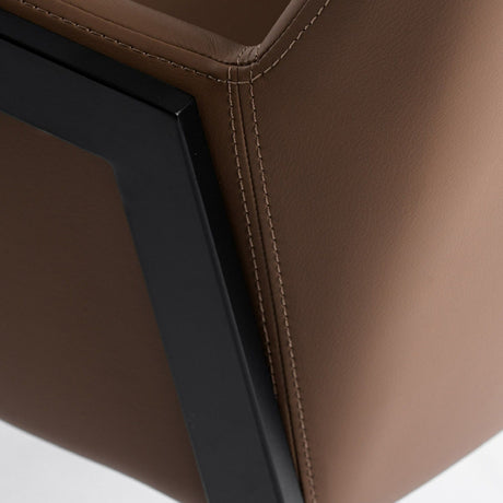 Brown Vegan Leather Dining Chair | OROA Modern Leshay