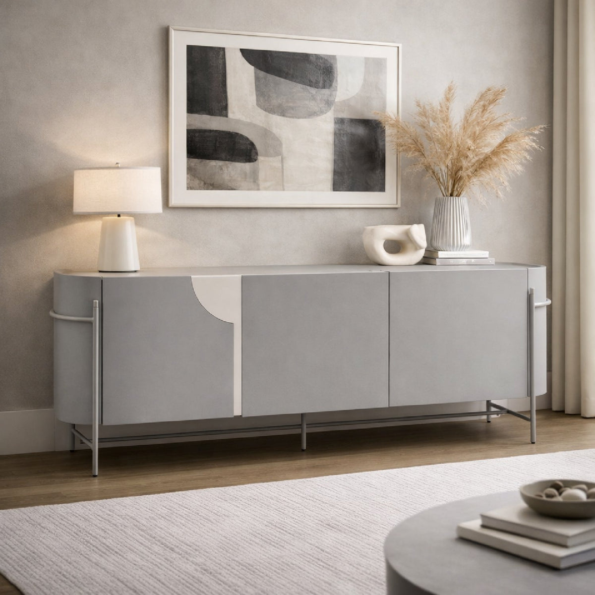 Matte Gray 3-Door Sideboard | OROA Modern Hadler
