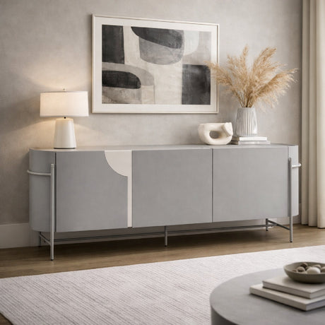 Matte Gray 3-Door Sideboard | OROA Modern Hadler